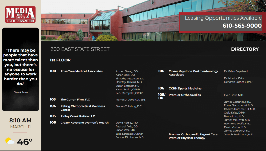 Media Real Estate digital signage directory screenshot
